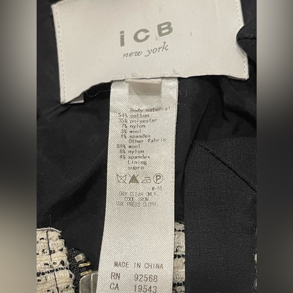 ICB New York Women’s Long Sleeve Full Zipper Black & White Lined Blazer Jacket 4 - Picture 10 of 10